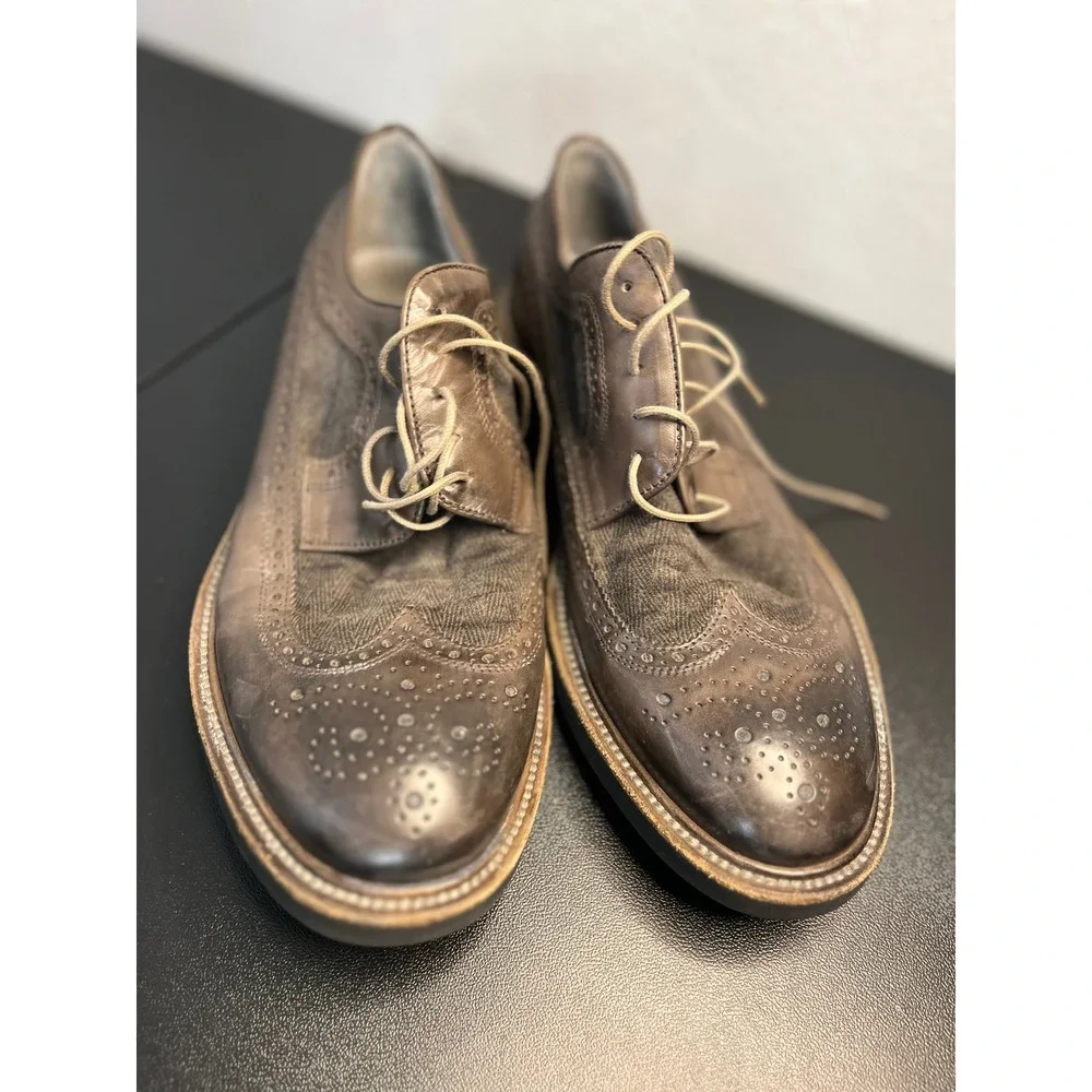 Jennifer Tattanelli Mens Brown Wingtip‎ Brogue Oxford Shoes Leather Suede Italy